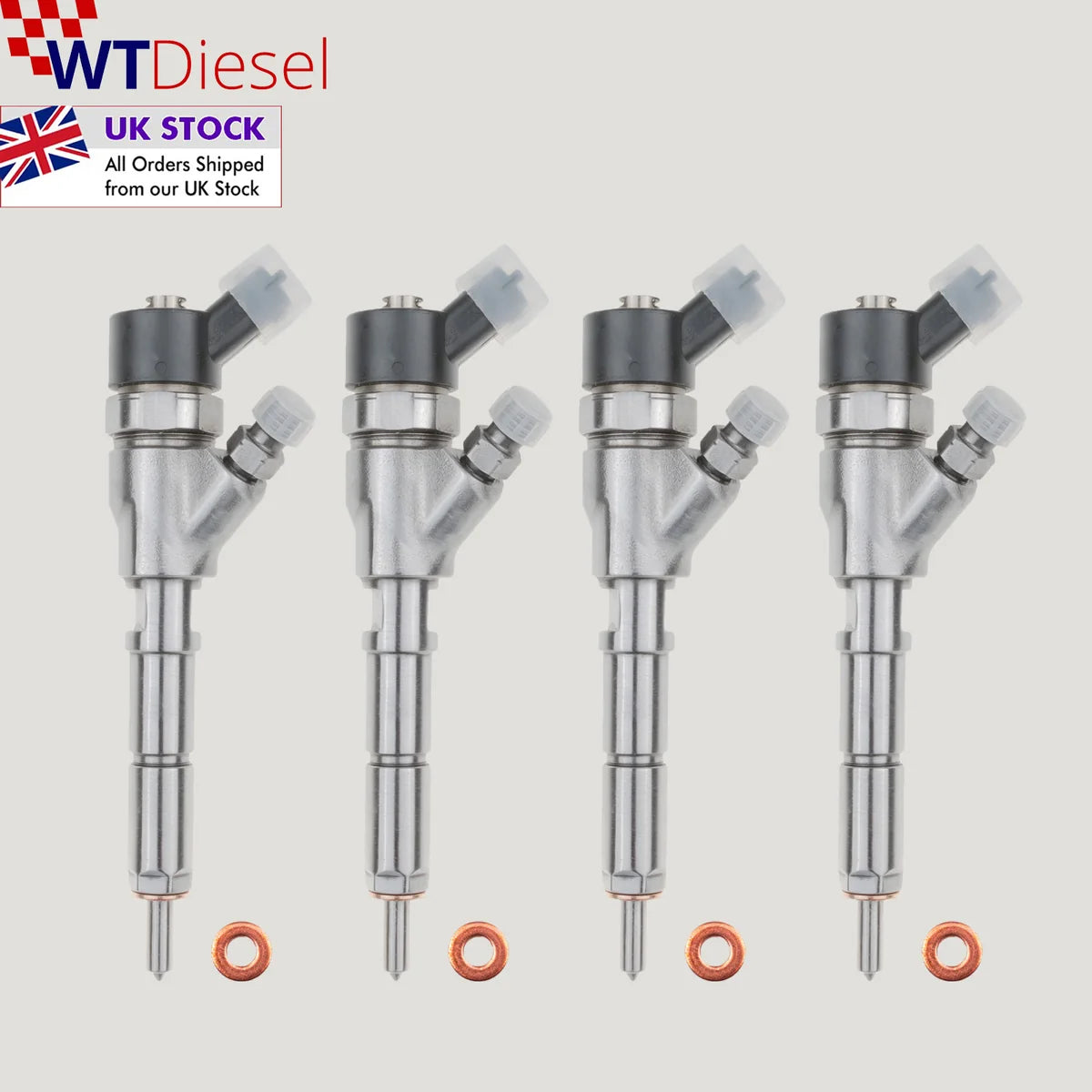 Set of 4 Bosch 0445110076 0986435077 fuel injectors for Fiat Ducato and Scudo 2.0 JTD and Citroen Jumper and Jumpy HDi diesel engines