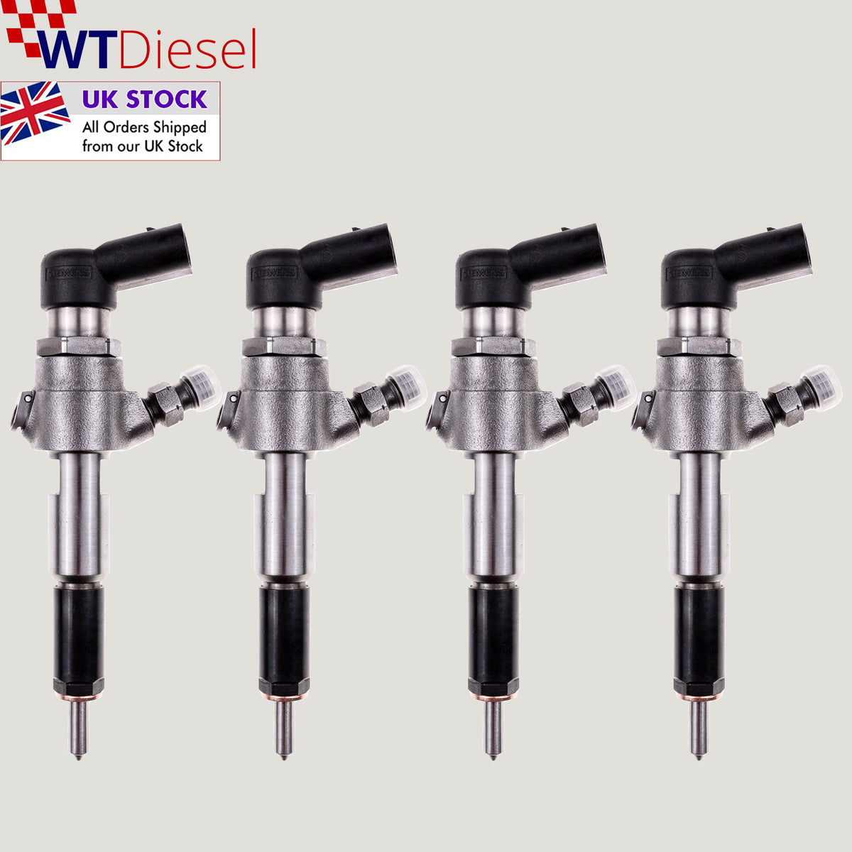 Set of 4 diesel fuel injectors with references 9663429280, 1980E6 and 1980J1 for Ford Fiesta V and Fusion 1.4 TDCi and Mazda 2 1.4 diesel applications