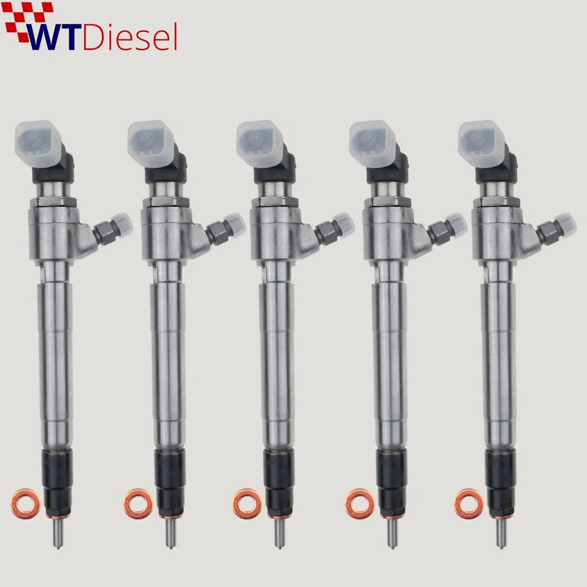 Set of 5 Siemens diesel fuel injectors with part number CK4Q-9K546-AA for Ford Ranger 2.2 and 3.2 TDCi diesel engines