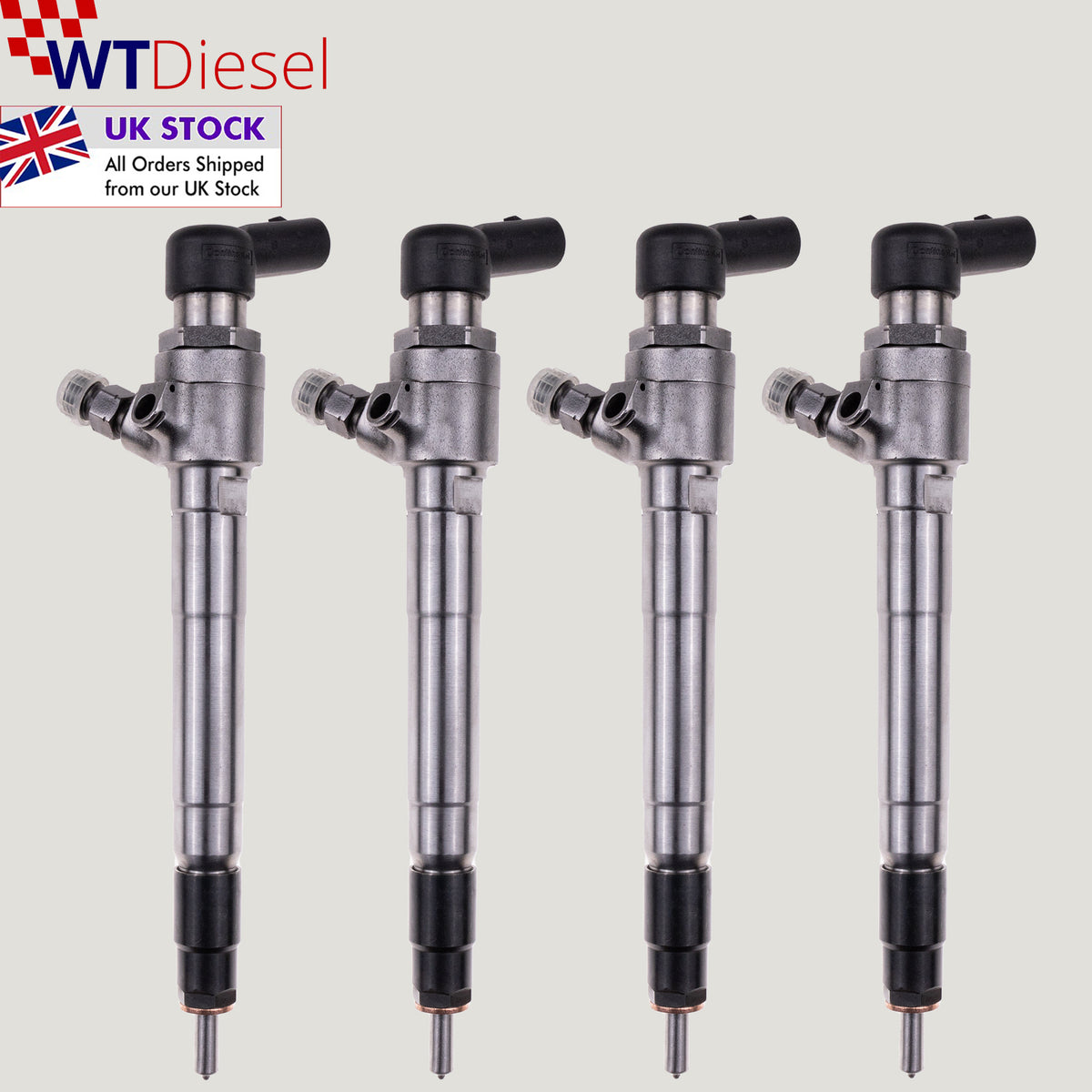 Set of 4 Siemens common rail diesel fuel injectors with references BK2Q9K546AG and 9801125480 for Ford Ranger and Transit 2.2 TDCi engines