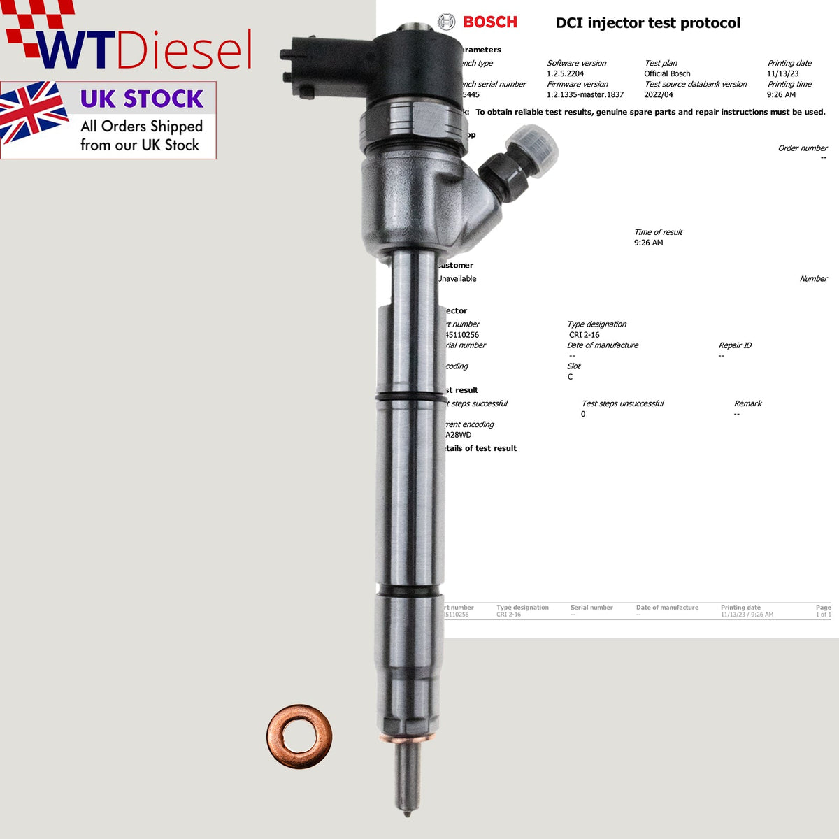 Hyundai i30 1.6 CRDi diesel injectors Bosch 0445110256 33800-2A400