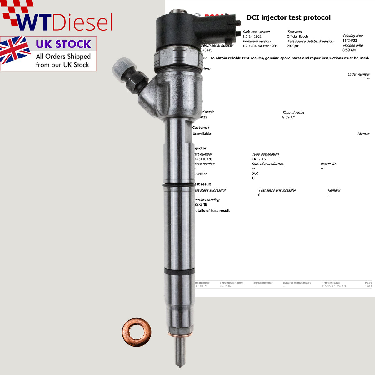 Bosch 0445110320 diesel injector for Kia Ceed 1.6 CRDi 33800-2A900