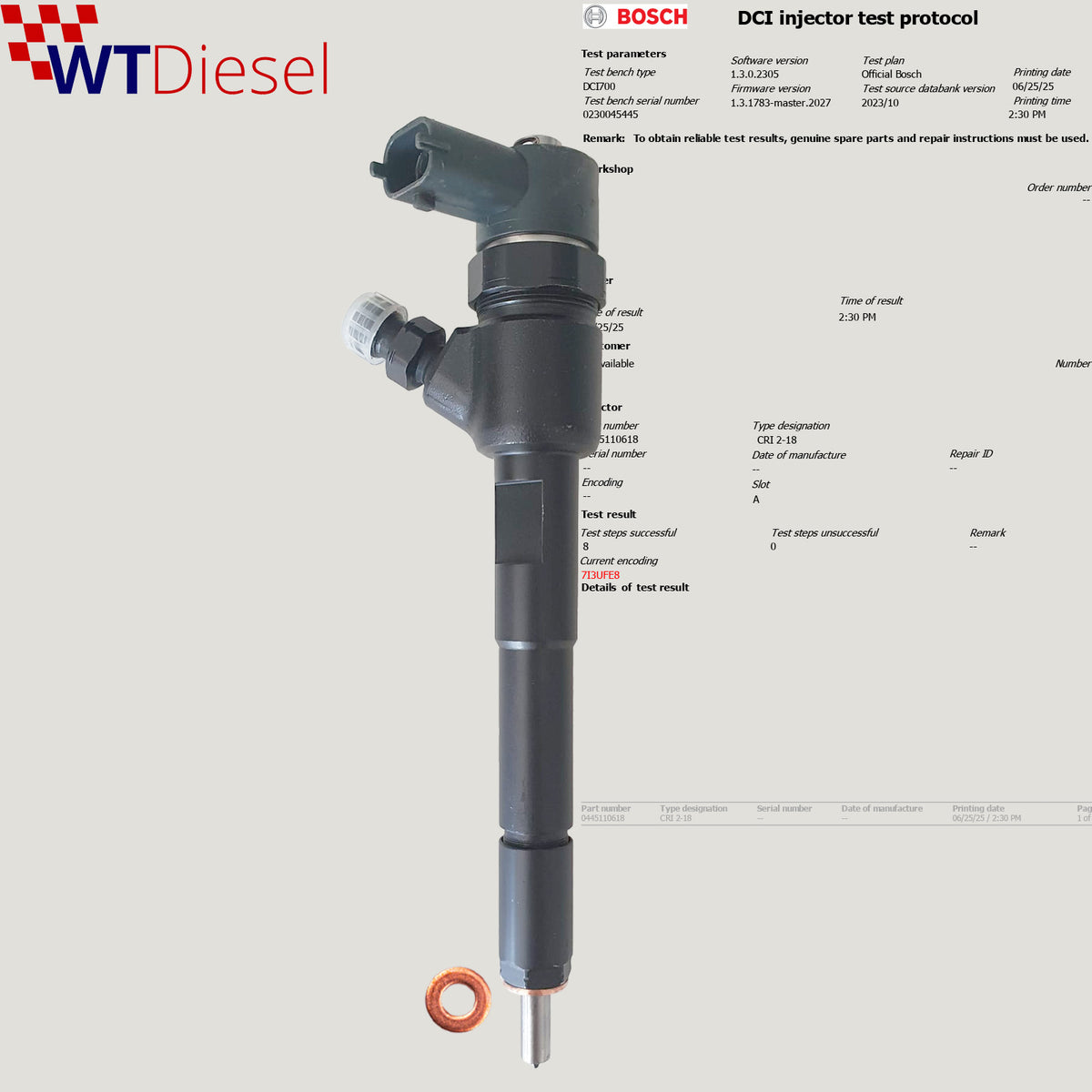 Bosch 55255408 0445110618 common rail diesel fuel injector for Opel Corsa E 1.3 CDTI models