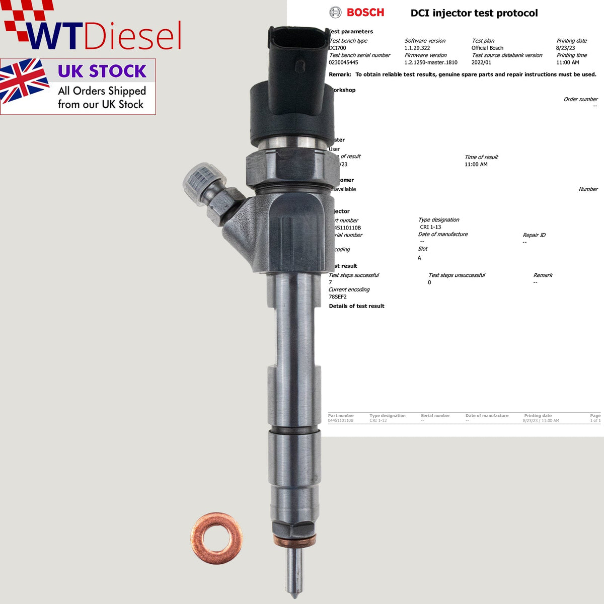 Renault Laguna and Scenic 1.9 dCi diesel injector Bosch 0445110110B 8200100272