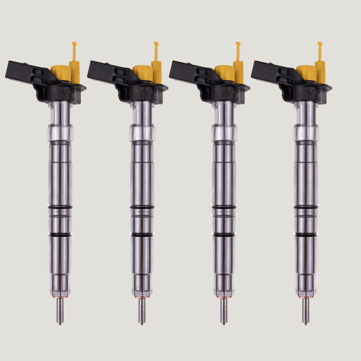 Set of 4 Bosch common rail diesel fuel injectors with part numbers 0445116035 and 03L130277C for Volkswagen Amarok 2.0 TDI engines